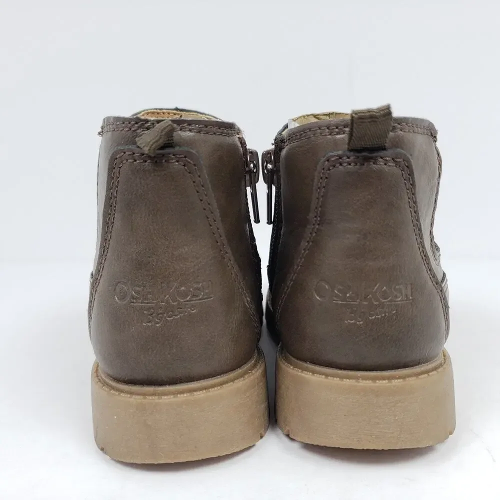 OshKosh B'Gosh Sebastian Toddler Girls Size 10 Taupe Side Zip Bootie Shoes